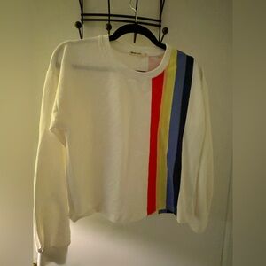 Marine Layer Tate rainbow strip crop sweater small